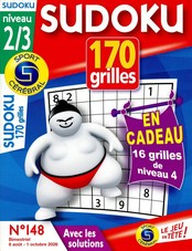 Sudoku 170 grilles niveau 2/3
