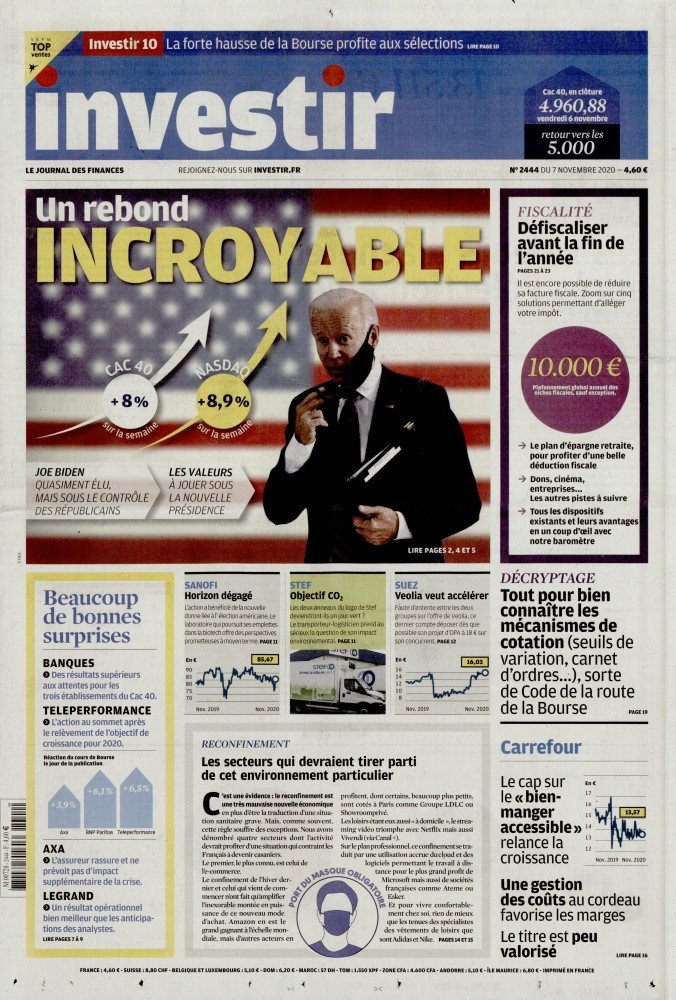 Investir Le journal des finances n° 2444 Abonnement Investir Le